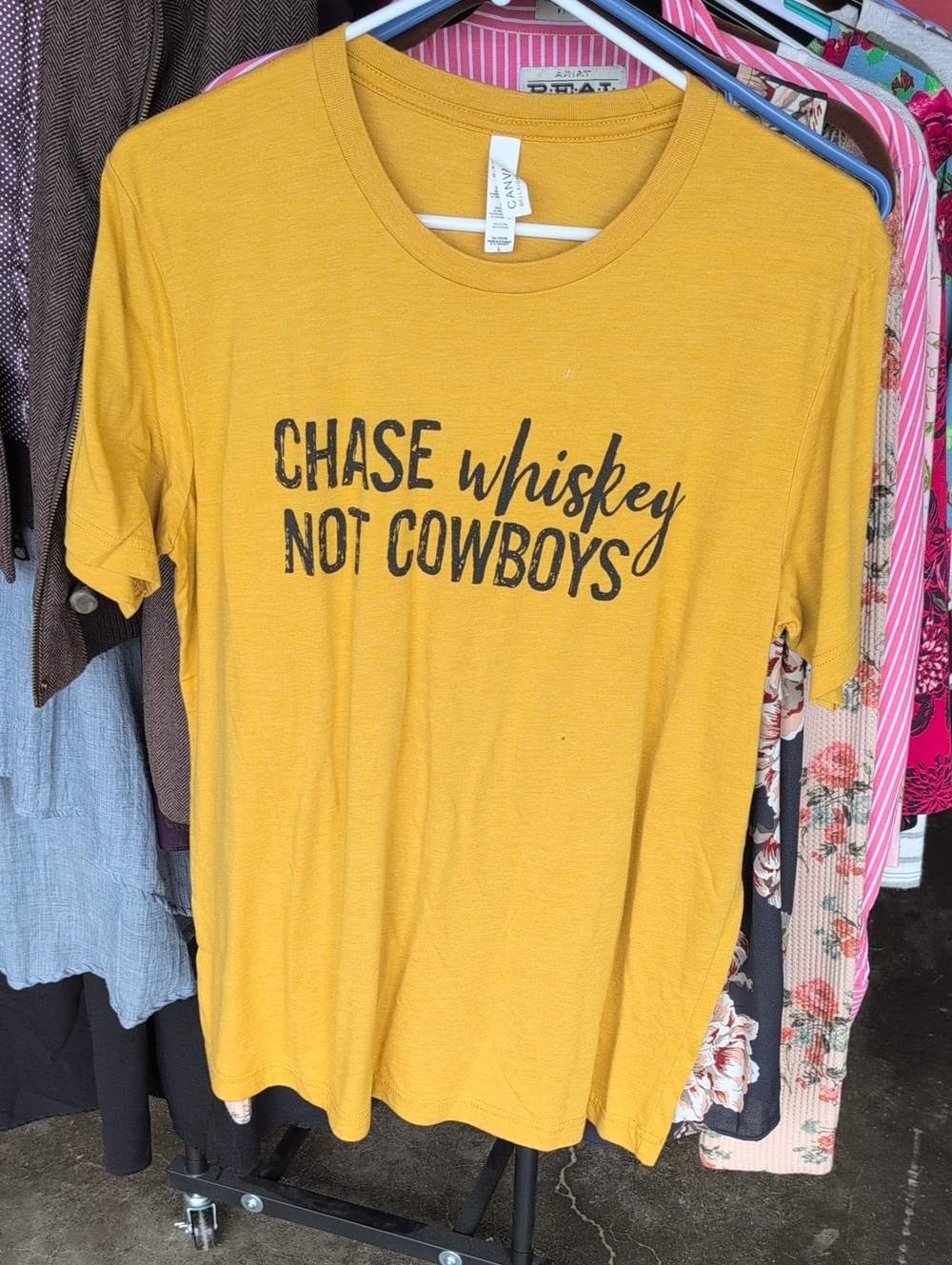 Bella Canvas Mustard Yellow Graphic Tee with Black Print